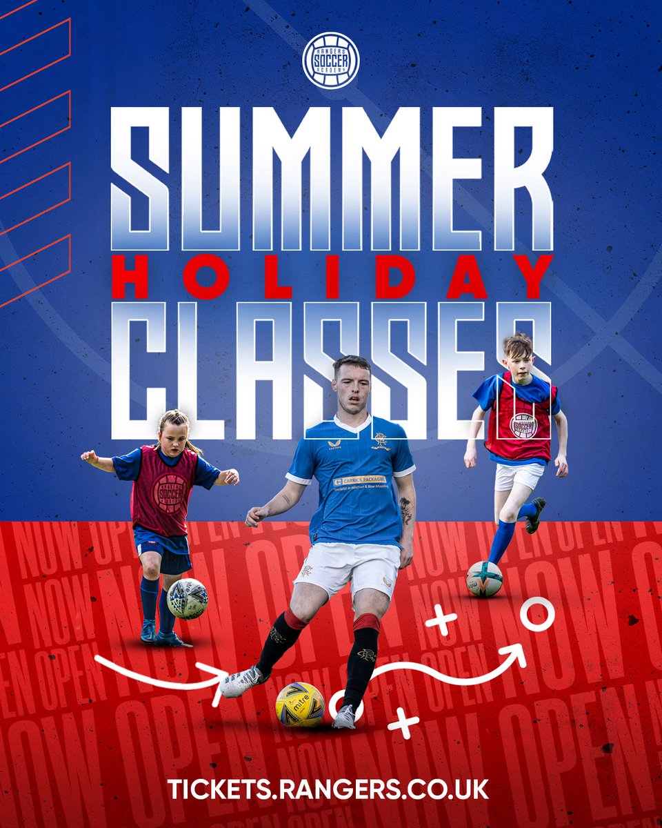 ⚽ Summer Holiday Classes with Rangers Soccer Academy are the ideal way for children to spend their school break.

💙 Courses are now open to those aged 18-months to 15-years-old, with all footballing abilities welcome!

👉 Book Now at tickets.rangers.co.uk