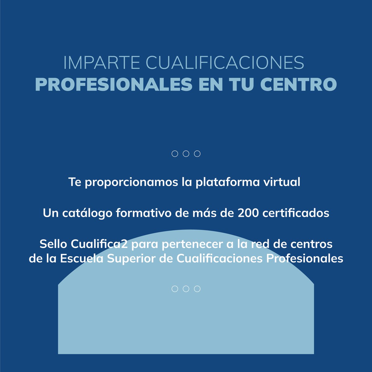 Si tienes un #centrodeformación y quieres empezar a impartir Cualificaciones Profesionales, déjate asesorar por nosotros.
Infórmate en cualifica2.es o llámanos 📲 al 958 050 208 ¡Te explicaremos todo lo que necesitas para empezar!
