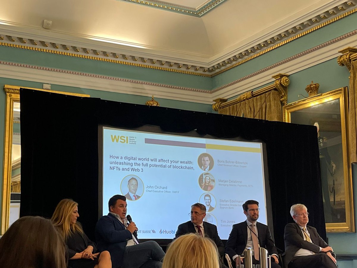 📸 Our CRO, <a href="/BBilowitzki/">Boris Bohrer-Bilowitzki</a> discussing the potential of digital assets at the <a href="/OMFIF/">OMFIF</a> Wealth Strategy Summit with panelists from <a href="/setl_io/">SETL</a>, <a href="/sygnumofficial/">Sygnum Bank</a>, and <a href="/TataEurope/">Tata Europe</a>.