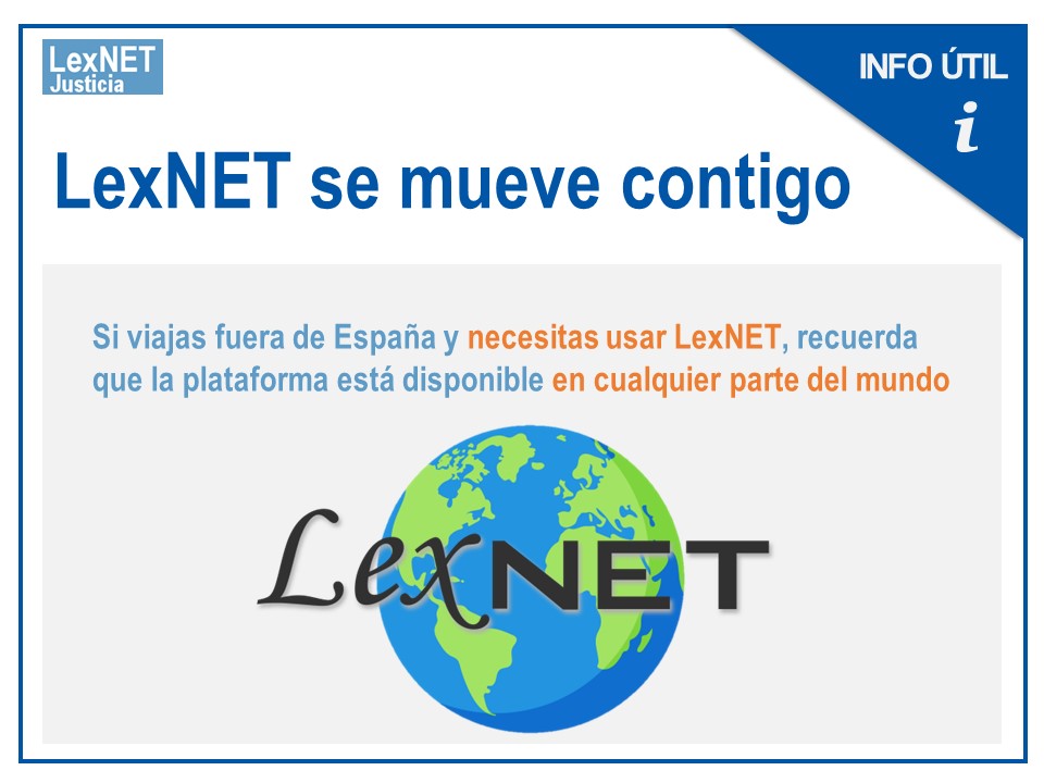 lexnetjusticia's tweet photo. 🌍 Recuerda que puedes utilizar #LexNET si viajas al extranjero. https://t.co/mf7YyFW3yF