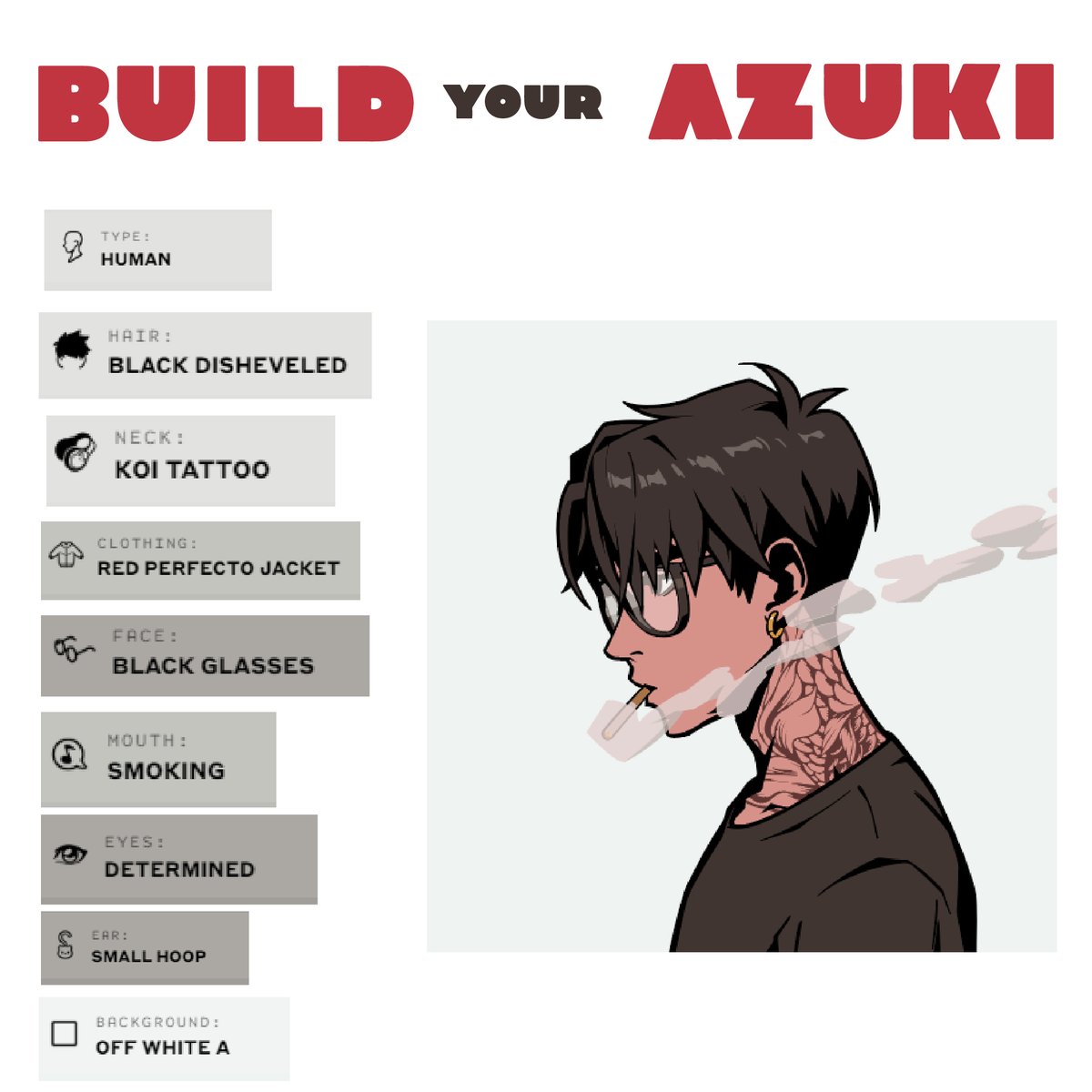 YO! Have you ever wanted to build your own Azuki?

Let's have fun like what <a href="/augminted/">Augminted Labs</a> did with Scientist mint. Choose your traits from <a href="/AzukiOfficial/">Azuki</a> gallery and comment them below &amp; I'll make it for you for free 

Seeing <a href="/aetherfloweth/">Aetherflow</a> &amp; other beans with Love Island inspired me