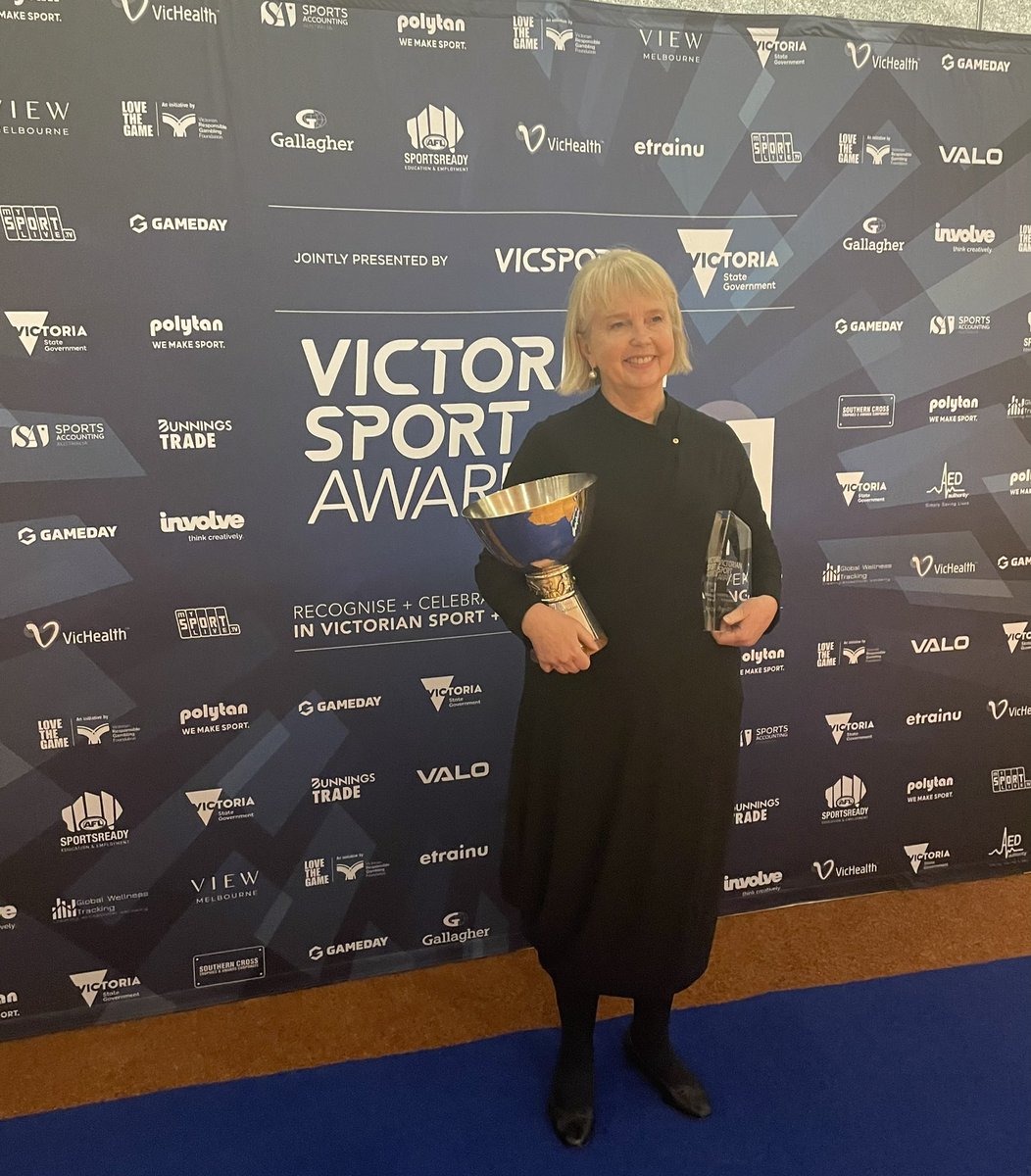 vicsportAU's tweet photo. Another couple of trophies for @peggyoneal17’s cabinet, to go alongside her 2021 Melburnian of the Year and of course 3 @Richmond_FC Premierships! #VSAs https://t.co/x9OhEsHOUx