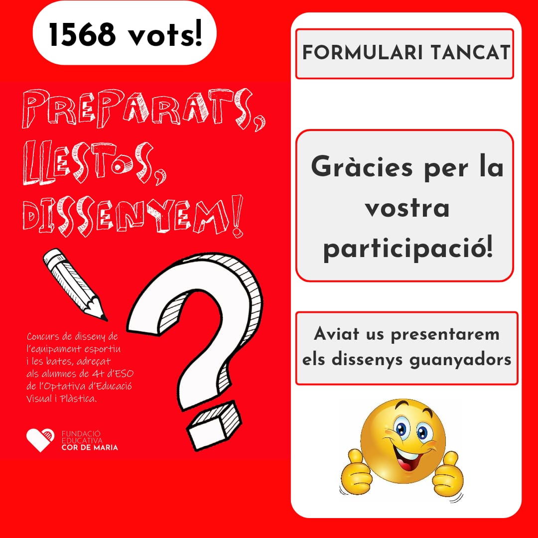 drmasmitja's tweet photo. Agraïm la participació de les 1586 persones que, amb els seus vots, ens permetran escollir l’equipament esportiu i bates per alumnat i personal de les nostres escoles. També felicitem l’alumnat guanyador. En breu, a les xarxes, us presentarem els models més votats #DissenyemJunts https://t.co/QwNZ6ut6rA