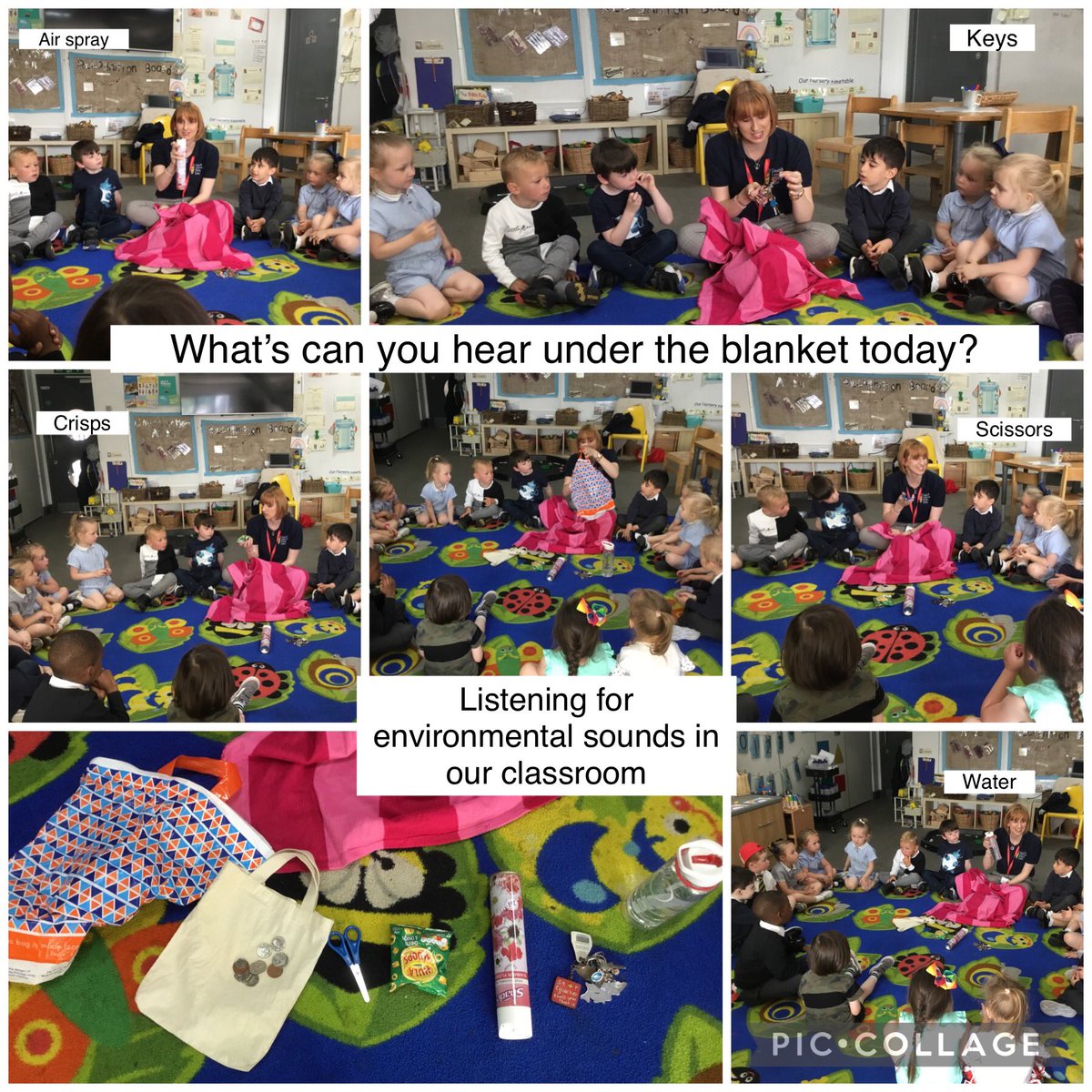 croxtetheyfs's tweet photo. We have been listening to environmental sounds around our classroom! #environmentalsounds #whatsundertheblanket @CroxtethC @RainbowEduMAT https://t.co/ifuXDATOtN