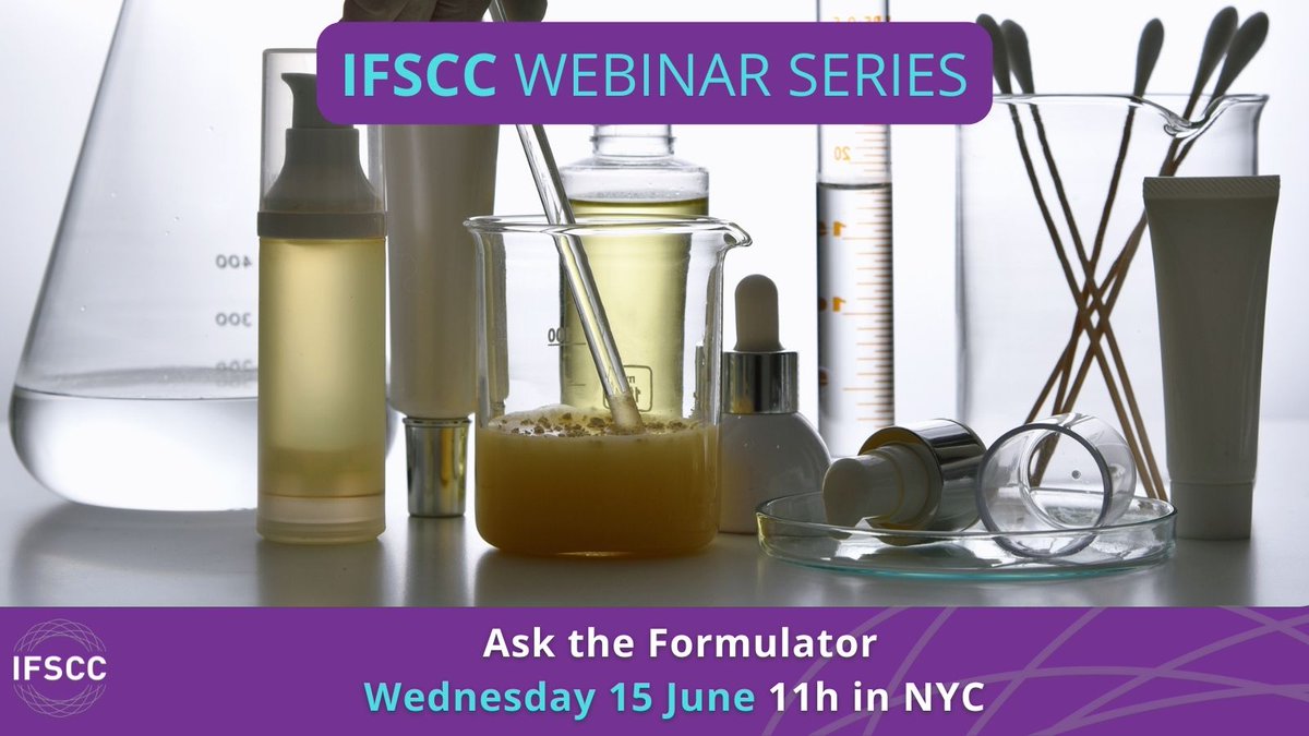 IFSCC_Global's tweet image. Last chance to sign up for today’s ‘Ask the Formulator’ with Irwin Palefsky. With over 45 years in the cosmetics industry, Irwin has a wide range of R&amp;amp;D and sales experience to help you out.Register at event.webinarjam.com/register/79/38… #formulation #formulating #asktheformulator #R&amp;amp;D