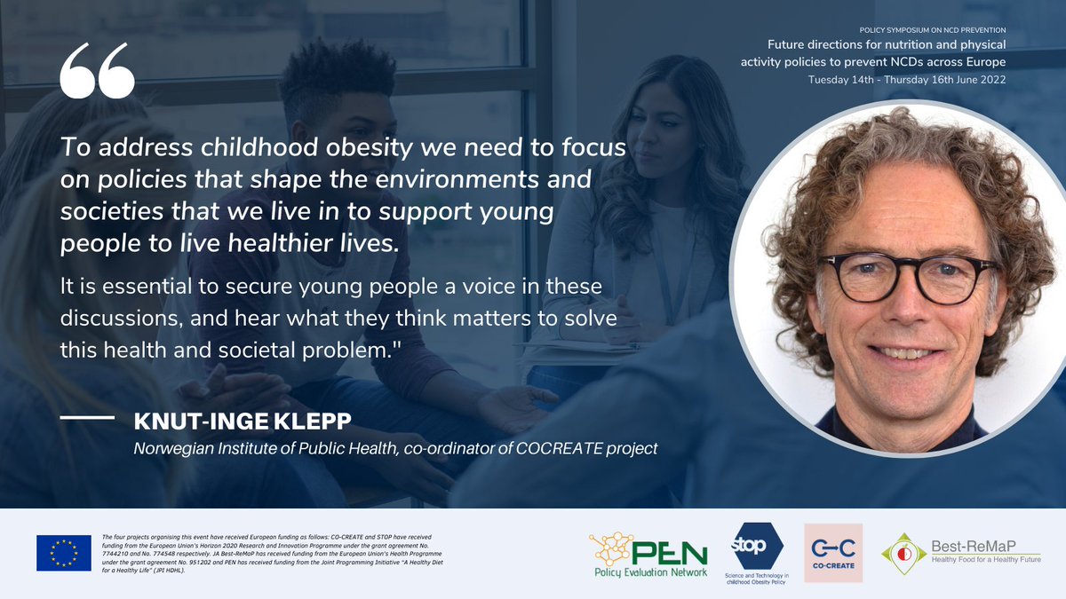 EU_COCREATE's tweet photo. Join us for our symposium's main plenary "Nutrition and physical activity policies - Benchmarking, best practice and potential" shortly! 📢

📅 Wednesday 15th June
⏲️ 13:30 CEST

👉 Watch: https://t.co/6ZRlLJl69q

#NCDPrevention22 https://t.co/BMHXOuTeOs