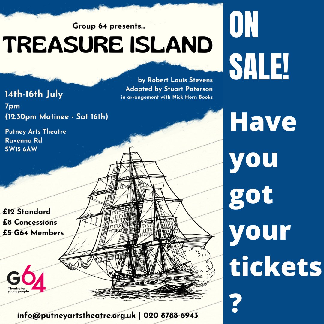 Group64's tweet photo. Have you got your tickets for Treasure Island?
Head over to our website to book them and join the adventure! 📣
#group64 #show #youngpeople #youththeatre #g64 https://t.co/oL4SQhwyOP