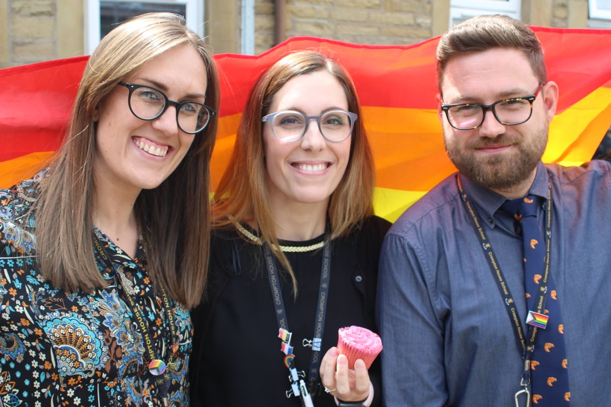 CHSupdates's tweet photo. #CHS are proudly flying the flag for #Pride month.  Yesterday our #DiversityGroup hosted a🌈bake sale &amp; face painting event to raise funds for LGBTQ+ charities @AKTCharity &amp; @TheProudTrust. Well done and thank you to all involved 🏳️‍🌈@CHS_MFL #LovingGod #CaringForEachOther https://t.co/k9KSueWdEV