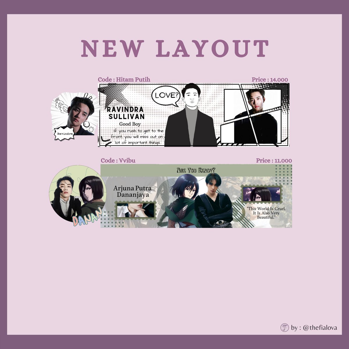⠀
                         GIVEAWAY
                    HELP RETWEET

Hallo kami mau kenalin ada editor baru namanya #Lova ^^ sekalian adain ga layout dari editor #Lova buat 2 org. 

Syarat:
Follow @thefialova
Retweet tweet ini
Sebutkan mau yg mana + tag temen

#zonauang #zonaba