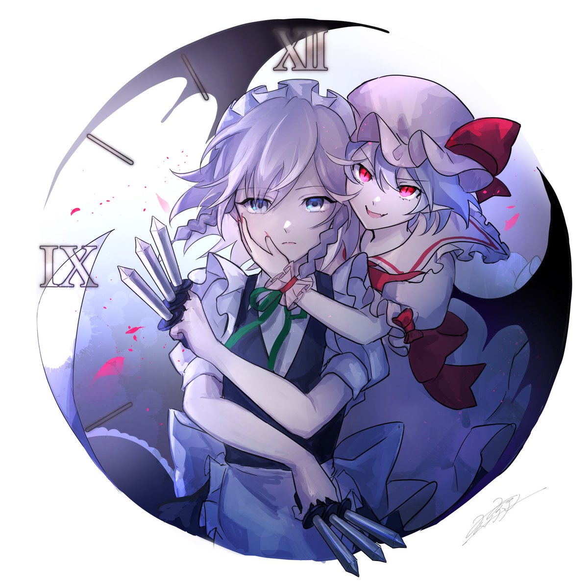 十六夜咲夜 ,レミリア・スカーレット 「夢幻の紅魔組
 #東方Project 」|六夜▹▸春例大祭【こ54b】のイラスト