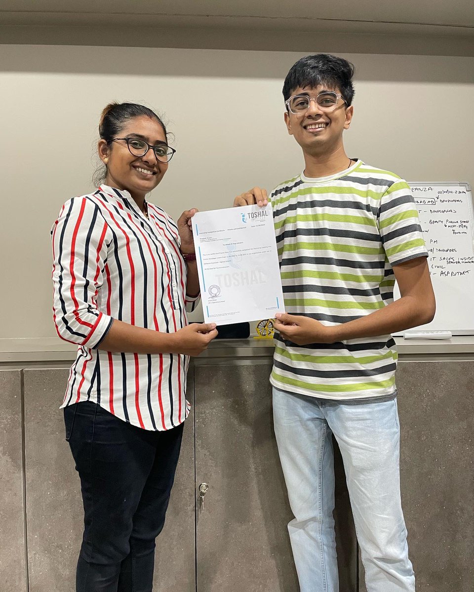 wearetoshal's tweet photo. Students of #CGPIT College, Uka Tarsadia University, Bardoli - Successfully completed One and Half Month Internship at 𝗧𝗼𝘀𝗵𝗮𝗹 𝗜𝗻𝗳𝗼𝘁𝗲𝗰𝗵

Congratulations. https://t.co/rEVp1eC6oW