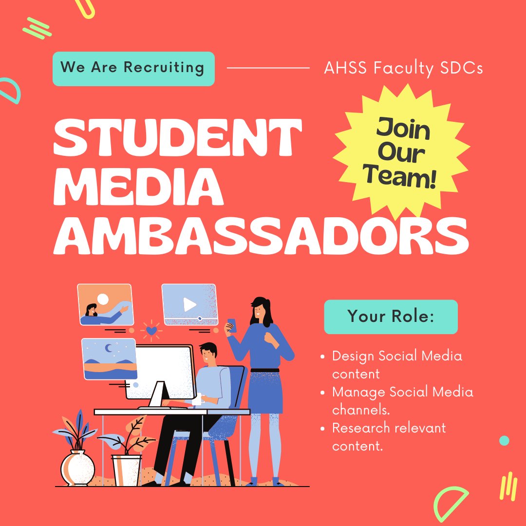 AHSS Student Digital Champions (@qubdigichamps) on Twitter photo WE ARE RECUITING!
Has the work of a SDC interested you? Now is your chance to join our team.
Apply for SDC - bit.ly/39sK4Eg
Apply for SM Ambassador - bit.ly/3HpsflX
Applications close Wed 29th Jun
<a href="/QUBCareers/">Queen's Careers</a> <a href="/QUBSSESW/">SSESW at Queen's</a> @QUBManagement <a href="/QUBLibrary/">Queen’s University Belfast Library</a> <a href="/QUBelfast/">Queen's University Belfast 🎓</a> WE ARE RECUITING!
Has the work of a SDC interested you? Now is your chance to join our team.
Apply for SDC - bit.ly/39sK4Eg
Apply for SM Ambassador - bit.ly/3HpsflX
Applications close Wed 29th Jun
<a href="/QUBCareers/">Queen's Careers</a> <a href="/QUBSSESW/">SSESW at Queen's</a> @QUBManagement <a href="/QUBLibrary/">Queen’s University Belfast Library</a> <a href="/QUBelfast/">Queen's University Belfast 🎓</a>