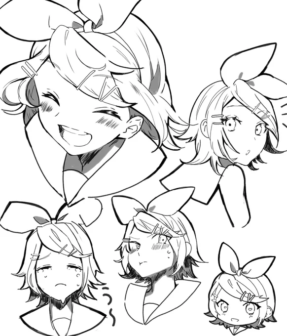 髪の毛くそ苦手なので沢山リンちゃん描いた。 