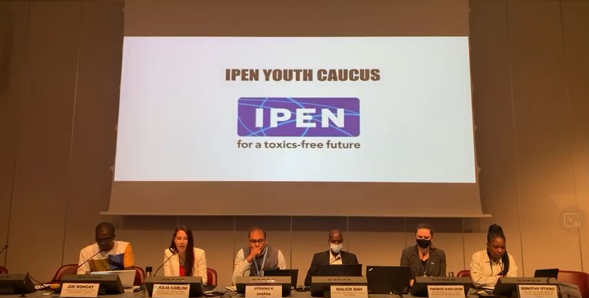 GENetwork's tweet photo. @ToxicsFree @ciel_tweets " The IPEN Youth Caucus hopes to act as a link between decision makers and youth, to promote meaningful youth engagement on chemicals and pollution." Joe Bongay, Young Volunteers for the Environment, Gambia #YPinNIPs #BRSCOPs #IpenYouth https://t.co/c6jM1m8o7g