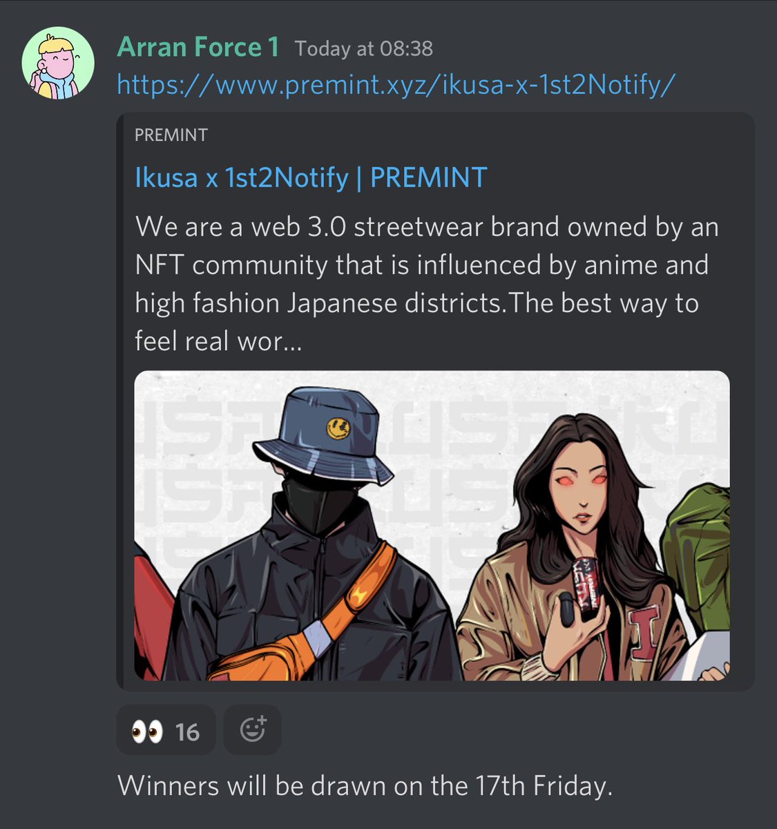 Members are enjoying an exclusive premint raffle thanks to our collab with <a href="/IkusaNFT/">Ikusa 戦</a> 

I heard there may be some more whitelists for twitter later if we get enough reactions 👀