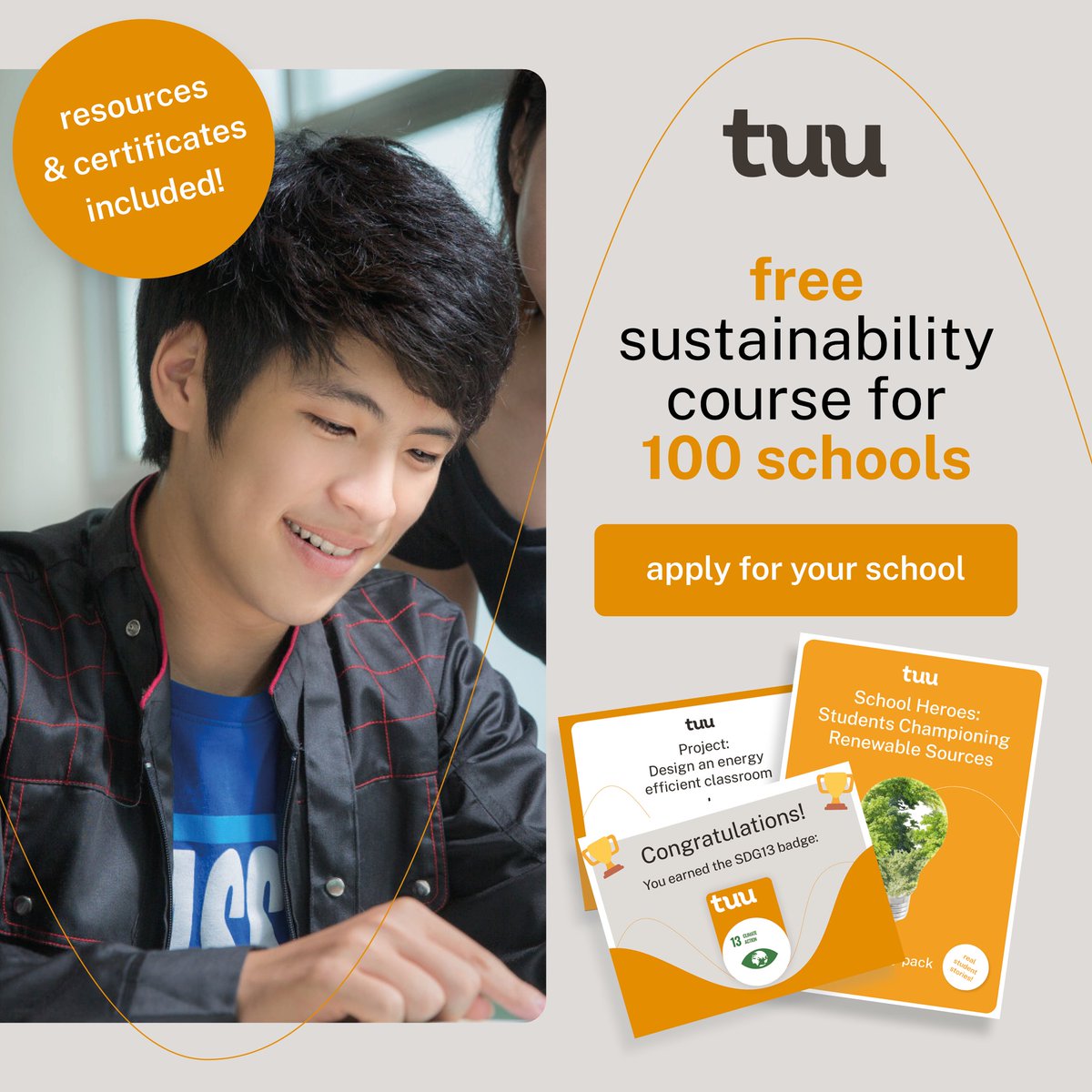 tuu_eco's tweet photo. We're giving away access to our #sustainability course to 100 schools! Perfect to use as an Extra Curricular Activity or coursework. Apply for your school here: https://t.co/i1DHrFLRyH
#SDGs #Sustainability #Education #TuuEcotracker https://t.co/6DeiTYUZzW