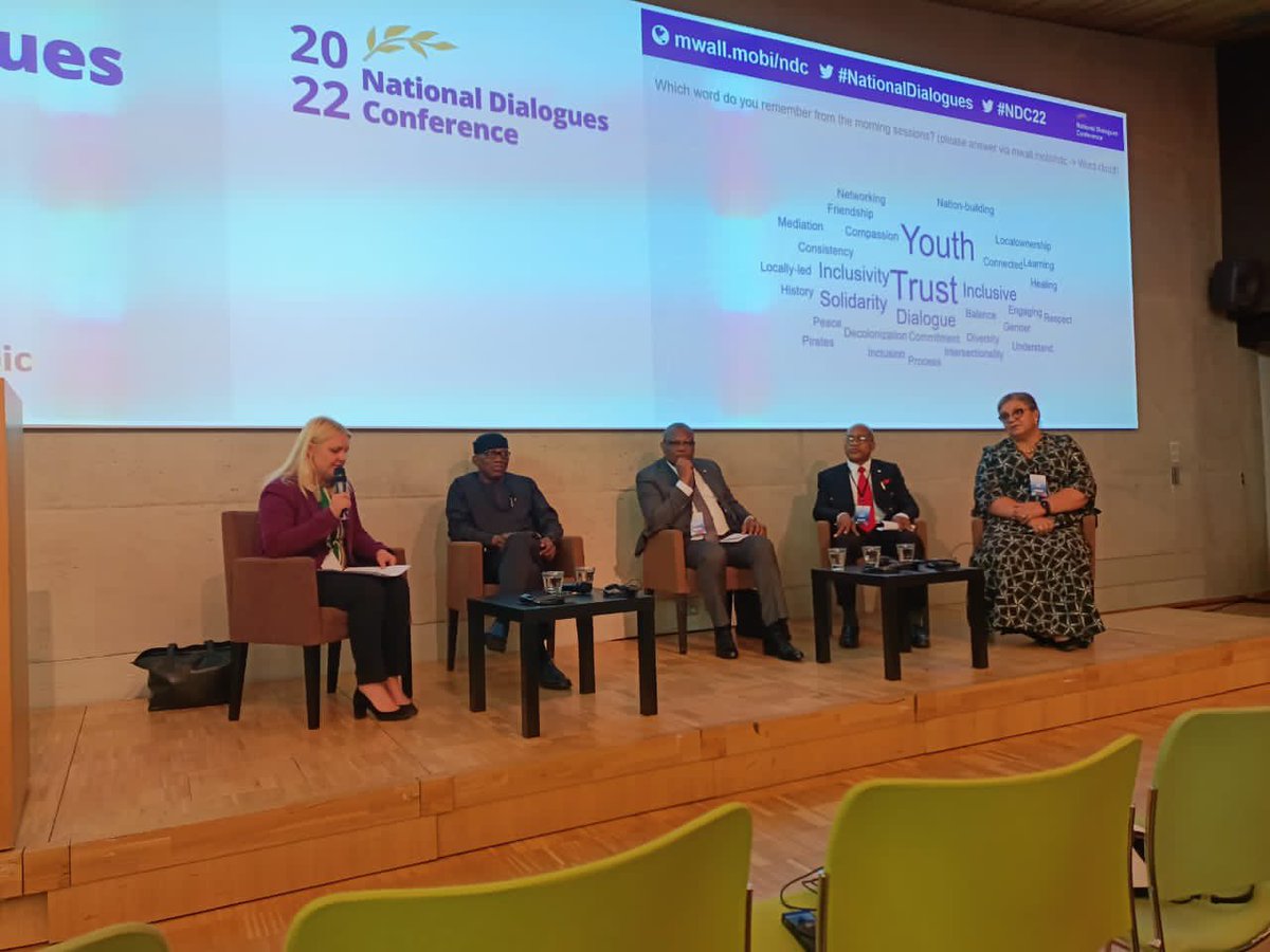Bankole_Adeoye's tweet photo. Great conversation on the panel session themed: "Regional structures and revisiting national dialogues". The importance of inclusive dialogue in conflict prevention and resolution cannot be overemphasized. #NDC22 https://t.co/RDb2srdVyP
