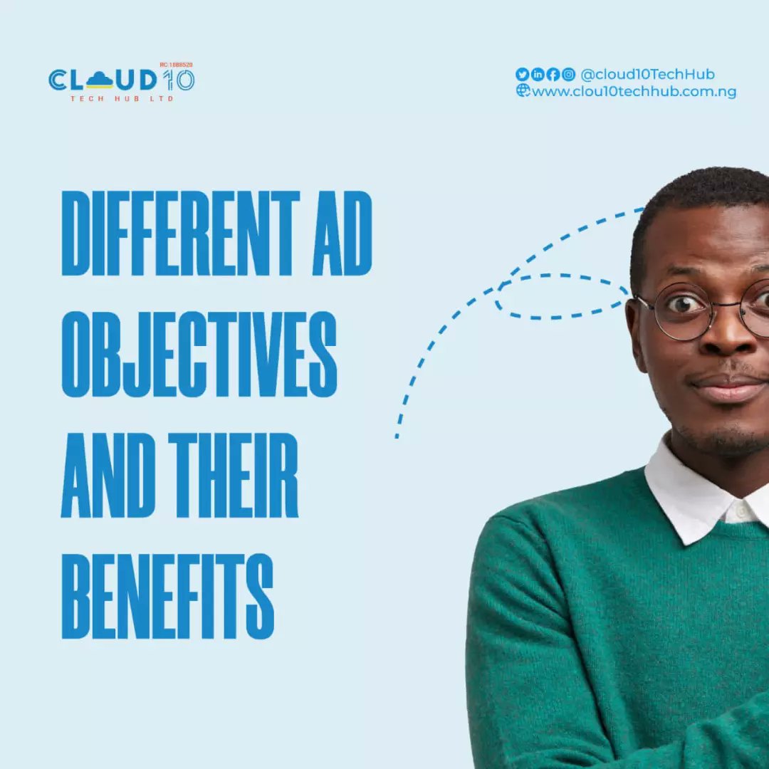 cloud10techhub's tweet photo. Are you planning to run an ad but you're not sure of what ad objective suits your goal?
Here's our tip to guide you make that decision.
Like and save this post for later!
#digitalmarketing #digitalmarketers #Cloud10TechHub
#Cloud10TechHubLtd
#sponsoredadsexpert
#instagramads https://t.co/VGt1za520l