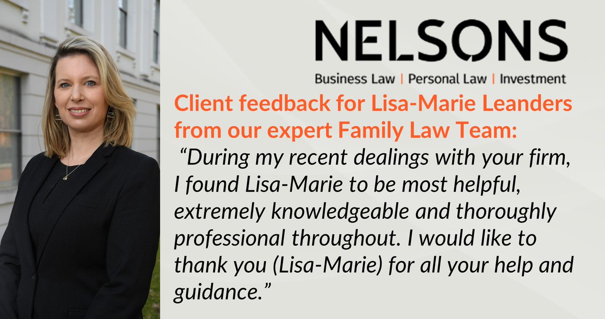 Nelsons_Law's tweet photo. Lisa-Marie Leanders is a Legal Director in our expert #FamilyLaw team in #Leicester, specialising in #divorce and #financialsettlements. Have a read of this great client feedback Lisa has recently received! https://t.co/u9WPmq0YQZ