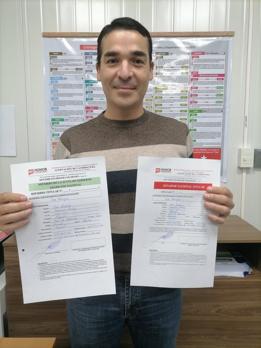 joselo_Ocampos's tweet photo. OFICIALMENTE Candidato a SENADOR NACIONAL y MIEMBRO TITULAR DE LA JUNTA DE GOBIERNO por HONOR COLORADO

Gracias querido Lider @Horacio_Cartes  por la oportunidad. Vamos a estar Mejor!! 

Acepto el desafío con el apoyo de mi Familia! 
Esto recién comienza!

DIOS PATRIA Y FAMILIA https://t.co/EOJM1AQTmw