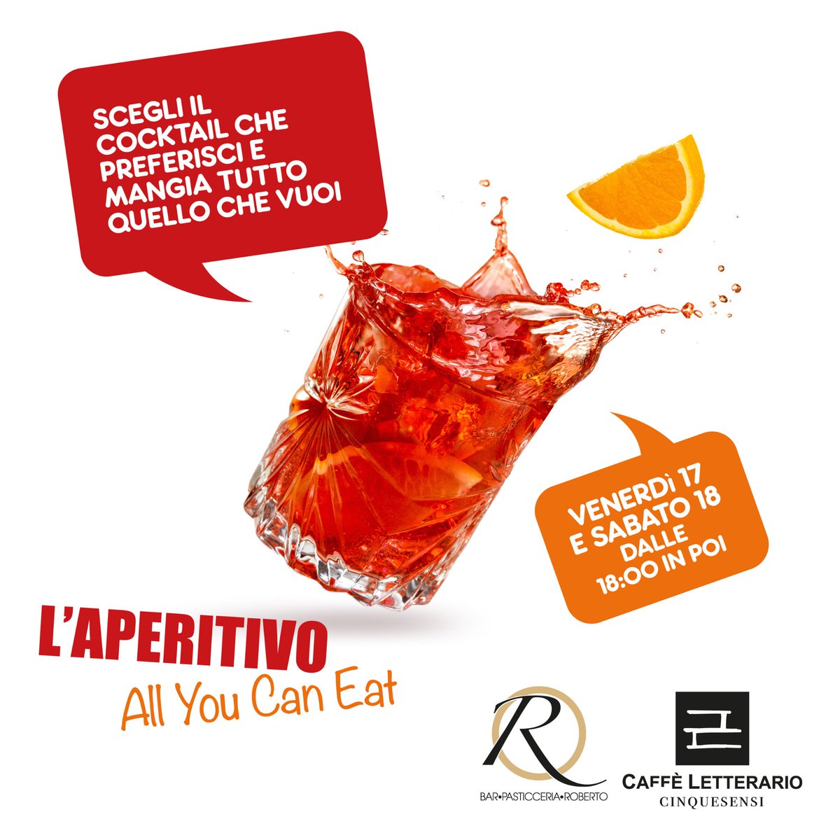 BarRoberto_PE's tweet photo. L'APERITIVO ALL YOU CAN EAT 🍹🍕
📌 Venerdì 17 &amp; Sabato 18
⏰ Dalle 18:00 in poi
🔴 Bar Pasticceria Roberto
Via della Pineta, 9 - Pescara
🔴 Caffè Letterario 5 Sensi
Via delle Caserme 62
Scegli il cocktail che preferisci, puoi mangiare tutto quello che vuoi! https://t.co/2UL7wizrVb