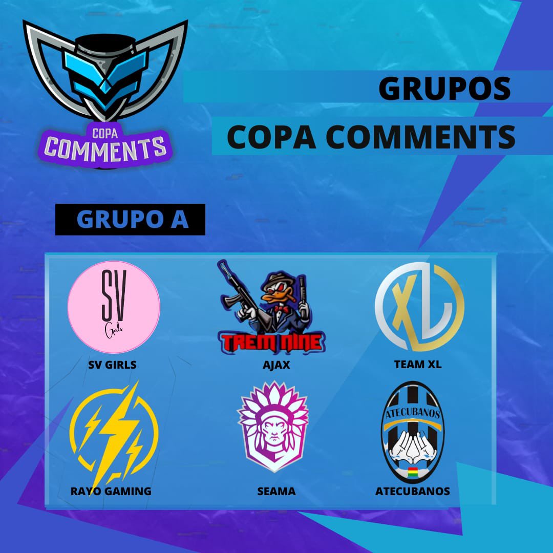 CopaComments's tweet photo. Esses são os times selecionados para a SEASON 2 da COPA COMMENTS e os seus respectivos grupos. 💙💜

As inscrições foram um sucesso, valeu a todo mundo que participou! O campeonato promete ter muita apelação 🔥 https://t.co/Unr4x8tEWA