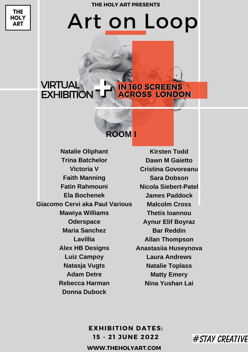 Thrill to showcase with other amazing talents at <a href="/THEHOLYART1/">THE HOLY ART</a> virtual gallery and through 160 screens across London between 15-21 June.

Come walk around. We are in virtual Room I
🔗theholyart.com/art-loop-room-i

#digitalart #virtualgallery