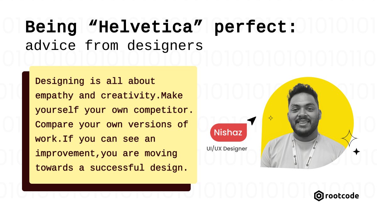 rootcode_io's tweet image. Meet Nishaz, one of our UI/UX designers at Rootcode Studio who helps us in building awesome, user-centric rich digital products that users love.

#uidesigner #uxdesigner #rootcode #lifeatrootcode #uidesignertip