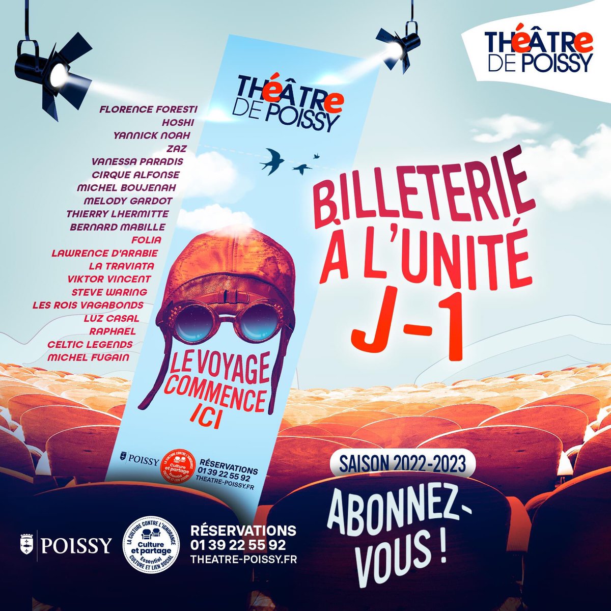 villepoissy's tweet photo. #Théâtre J-1 avant l'ouverture de la billetterie à l'unité pour la saison 2022-2023 du Théâtre de Poissy ! ⏳
Rendez-vous ce jeudi 16 juin à partir de 10h pour réserver vos places de spectacle sur la billetterie en ligne ! 🚀
Billetterie en ligne ➡ https://t.co/8AuqxpzKRI https://t.co/qGw6mB9HmI