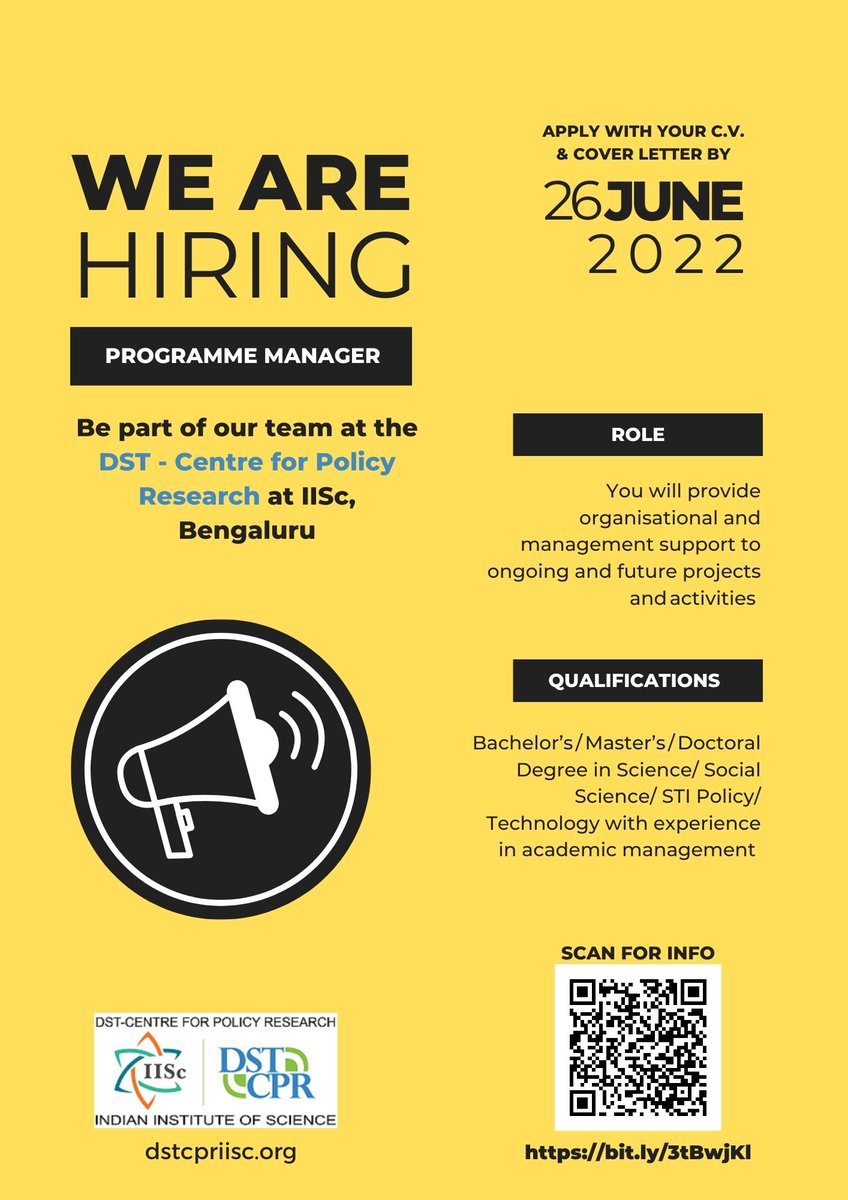 #HiringAlert 

We are looking for a Programme Manager to join our team!

🔗bit.ly/3tBwjKl