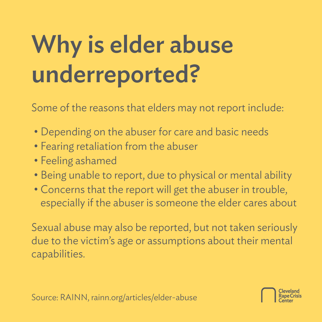 clevelandrcc's tweet photo. Today is World Elder Abuse Awareness Day. #WEAAD615 Did you know that elder sexual abuse is an underreported crime? Learn more: https://t.co/UERF2Cy7s1 https://t.co/3KxU1RLpWB
