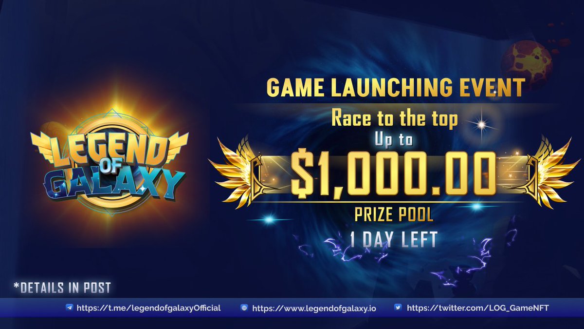 🎁 Just 1 more day until the $1000 Top Earner Event is over
👉 The snapshot for LoG leaderboard is on June 16 - 7AM UTC
⏰ Good luck on your last day!