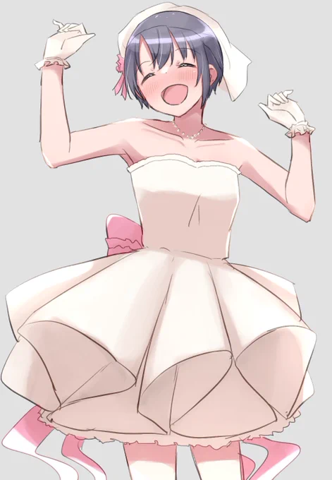 ミニ丈ウエディングドレスな乙倉ちゃん 