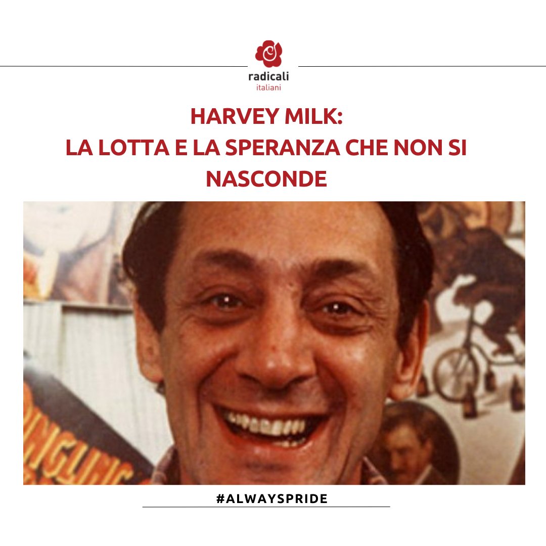 Radicali's tweet photo. ๐ณ๏ธโ๐ Per la nostra campagna #AlwaysPride oggi vi raccontiamo la storia di HARVEY #MILK, la sua lotta e la speranza che non si nasconde.๐ณ๏ธโ๐
#pridemonth #pride #lgbtqi https://t.co/LpnF00tR7C