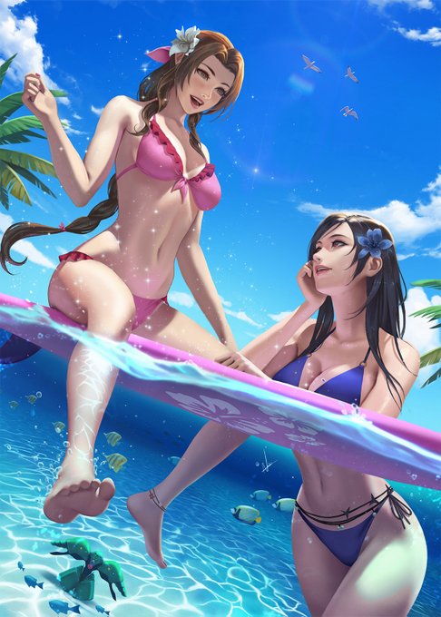 Aerith & Tifa 🌺🌊 Beach Party ! 

#ff7 #FFVII #FF7R https://t.co/E7r3SRRGCQ