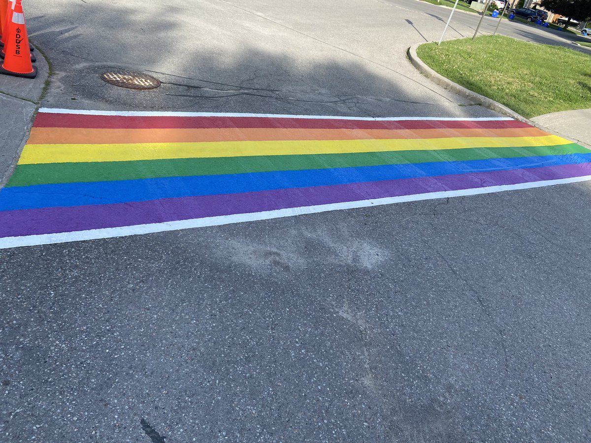 SchoolAttersley's tweet photo. Our rainbow crosswalk has been installed! Our students will be so happy to see this today! @equity_DDSB @DDSBSchools @PositiveDDSB @DDSBHealthyMind @garycrossdale https://t.co/73kaTkuM4c