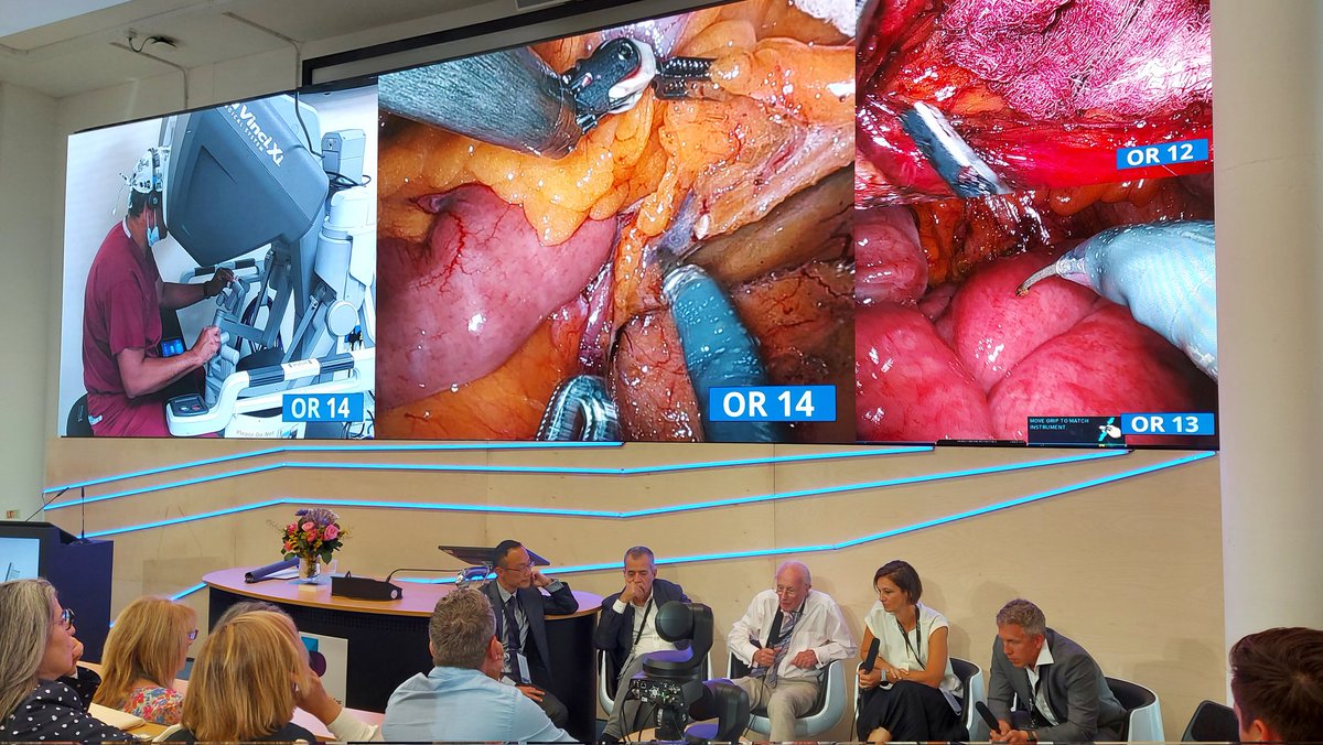 LizHawes2's tweet photo. Fascinating to watch the live surgeries today, robotic and laprascopic surgeries streamed to the audience at the @PColorectal Congress sparking discussion between the delegates. @JimkhanMD @PHU_NHS https://t.co/vwBLEoKNmd