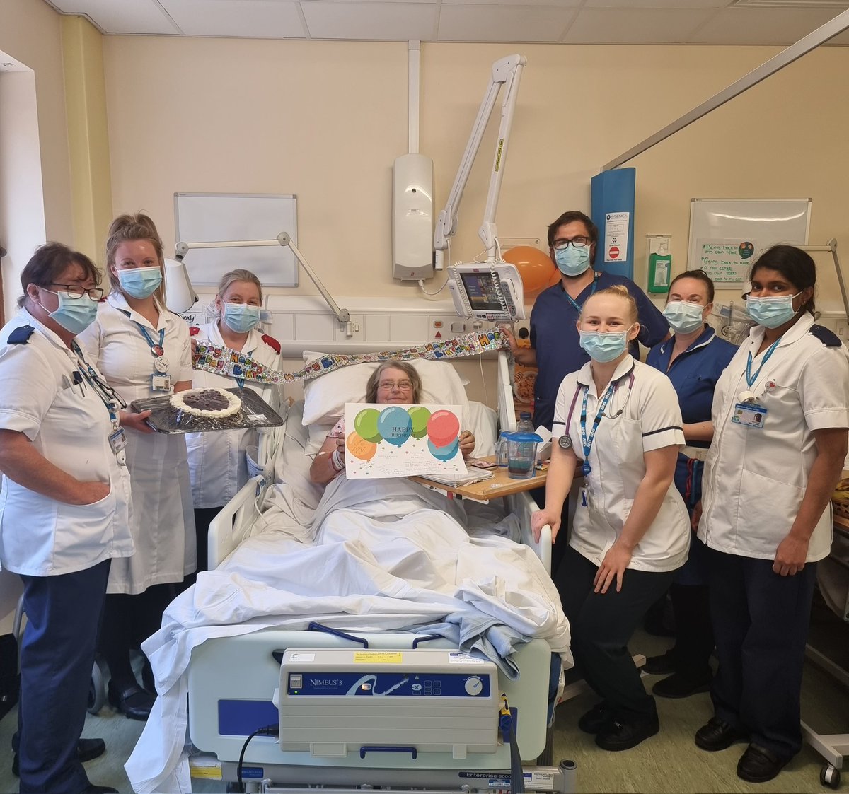 Any excuse for a party.. celebrating a long term patient's 64th birthday on the ward. Thank you to the kitchen for providing the cake! <a href="/ULHTpatients/">Patient Experience</a> <a href="/ULHTMedicine/">ULHT Team Medicine</a>
