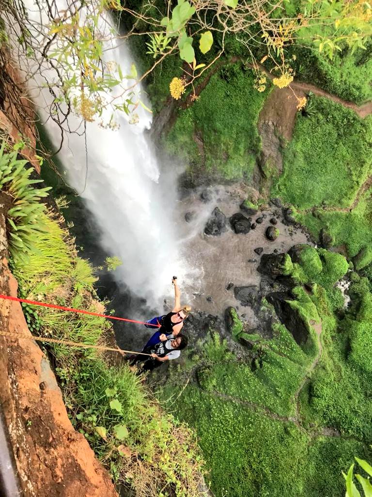Abseiling the sipi falls..