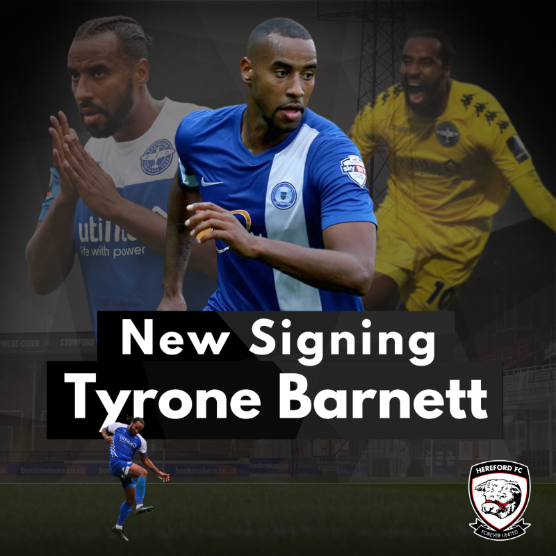 HerefordFC's tweet photo. Welcome to Hereford, Ty ✍️
The Bulls have brought in forward Tyrone Barnett from Eastleigh 👊
#COYW | #WelcomeTy