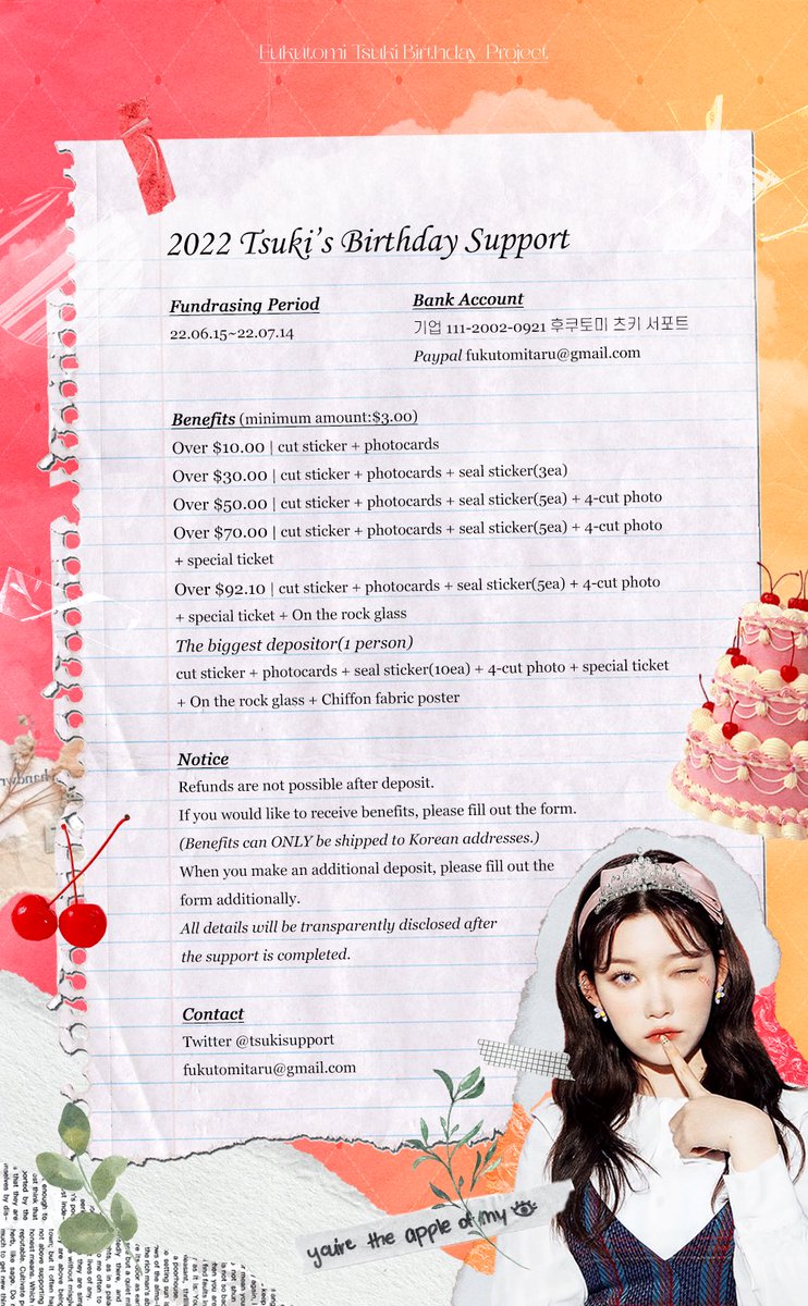 tsukisupport's tweet photo. ❤️𝟐𝟎𝟐𝟐 𝐓𝐒𝐔𝐊𝐈 𝐁𝐈𝐑𝐓𝐇𝐃𝐀𝐘❤️

To celebrate Tsuki's 21st birthday, we are hosting a fundraiser for Support and Message book. 

Deposit▶ https://t.co/qyCIaNF5LM
Message book▶ https://t.co/iGnUCpnVzV

✔ Fundraising Period: 6.15~7.14
✔PAYPAL: fukutomitaru@gmail.com https://t.co/g0TjnmVFo8