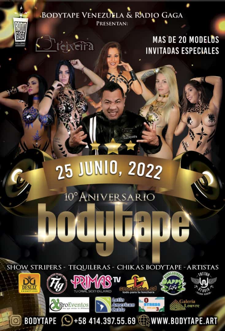 Llega la Rumba💥 10 aniversario de BODYTAPE 🇻🇪 con nuestras primas y chicas Bodytape. 

En el Radio Gaga Chacao Caracas este 25 de Junio. 

Pide tu entrada por aquí aniversario.bodytape.art/tienda

#primastv #bodytape #strippers #tucanalsexyenlared