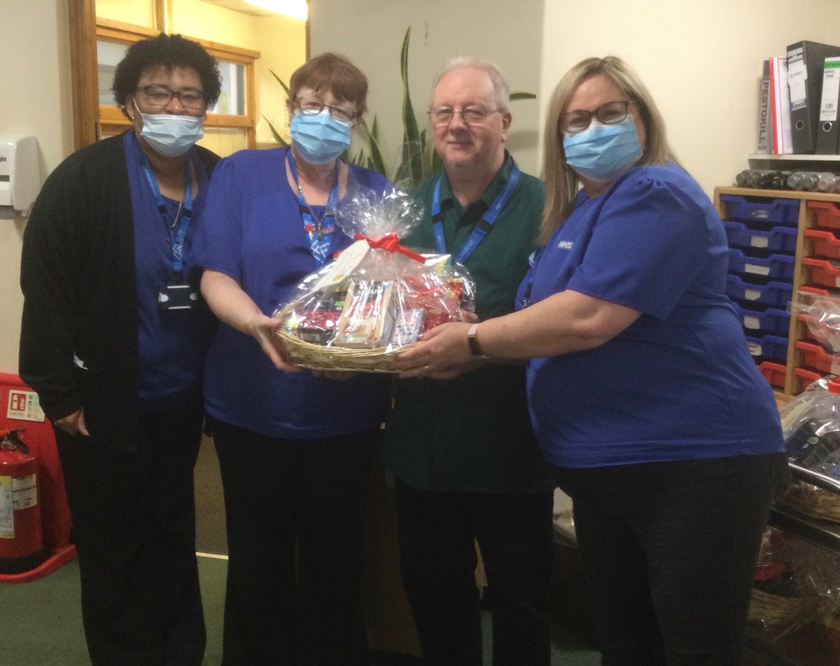 AnnJinOT's tweet photo. Giving out the last of our staff wellbeing hampers to Teams in Park House
They were really well received
Hope you enjoy the treats &amp; stress relief items 
All purchased with grateful thanks to Cptn Tom Moore
@NHSJennyB @nigelparkhouse1 @SheilaH78888923 @PaulEndley @AlisonSchofie10 https://t.co/wTTJfvhw1B