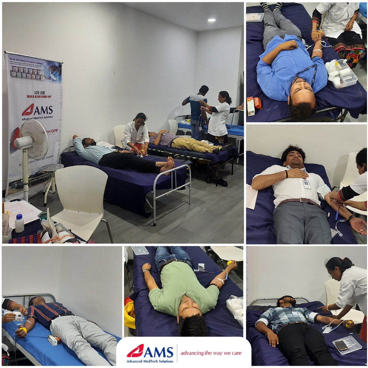 AmsMedTech's tweet photo. “𝐃𝐨𝐧𝐚𝐭𝐢𝐧𝐠 𝐛𝐥𝐨𝐨𝐝 𝐢𝐬 𝐚𝐧 𝐚𝐜𝐭 𝐨𝐟 𝐬𝐨𝐥𝐢𝐝𝐚𝐫𝐢𝐭𝐲”

On World Blood Donor Day, AMS in conjunction with SSG hospital held a Blood Donation Camp to raise awareness around the important role voluntary blood donations play in saving lives. https://t.co/KotmdY8xxt