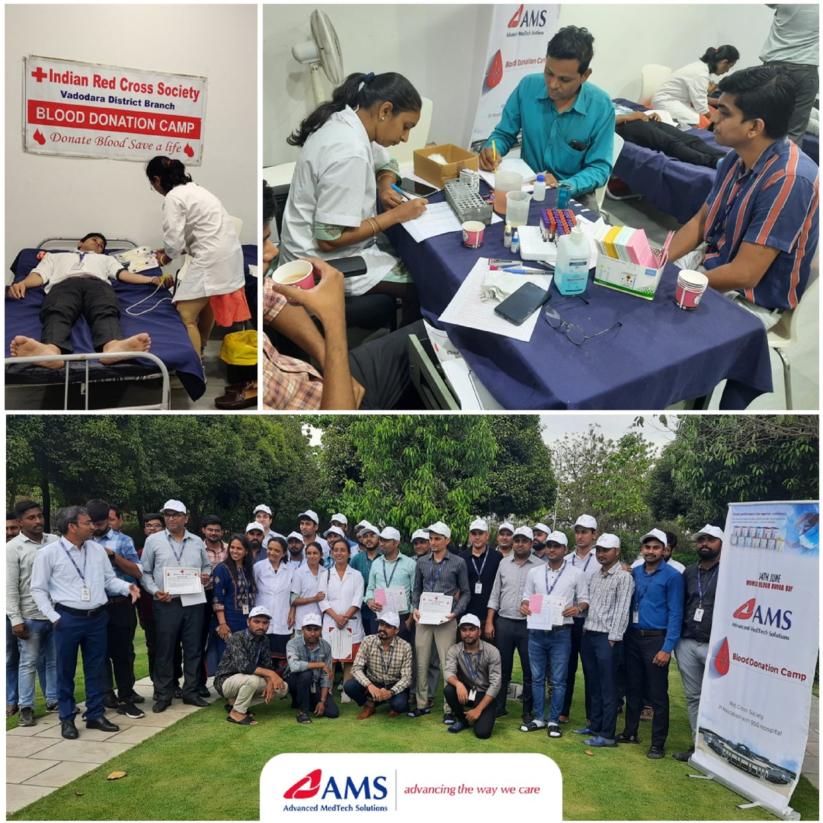 AmsMedTech's tweet photo. “𝐃𝐨𝐧𝐚𝐭𝐢𝐧𝐠 𝐛𝐥𝐨𝐨𝐝 𝐢𝐬 𝐚𝐧 𝐚𝐜𝐭 𝐨𝐟 𝐬𝐨𝐥𝐢𝐝𝐚𝐫𝐢𝐭𝐲”

On World Blood Donor Day, AMS in conjunction with SSG hospital held a Blood Donation Camp to raise awareness around the important role voluntary blood donations play in saving lives. https://t.co/KotmdY8xxt