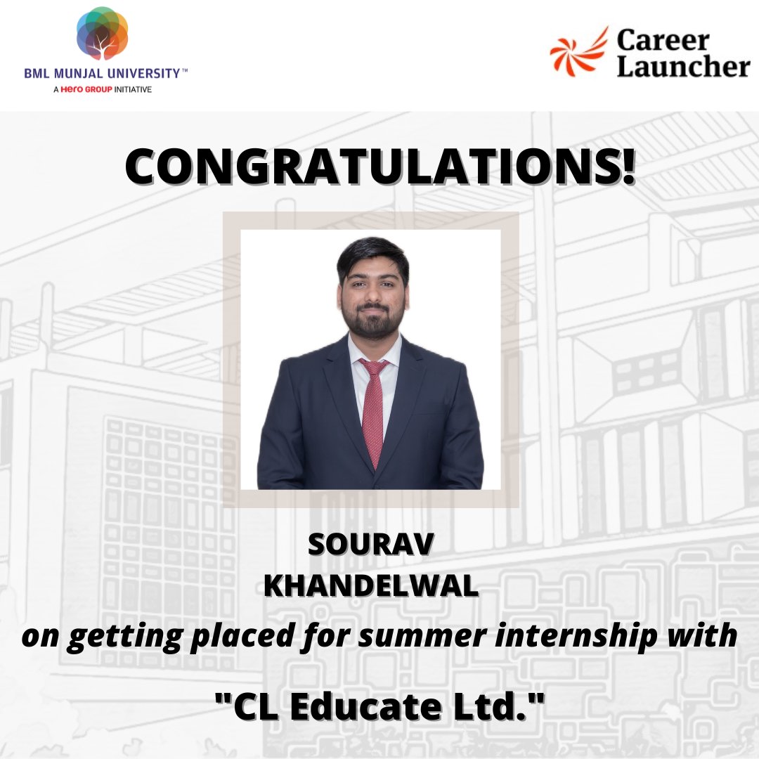 PlaceComm_BMU's tweet photo. Our sincere gratitude to Career Launcher for giving our students the opportunity to showcase their abilities and talents.

We congratulate and wish them all the best for their summers. https://t.co/q4YaMqPHkL