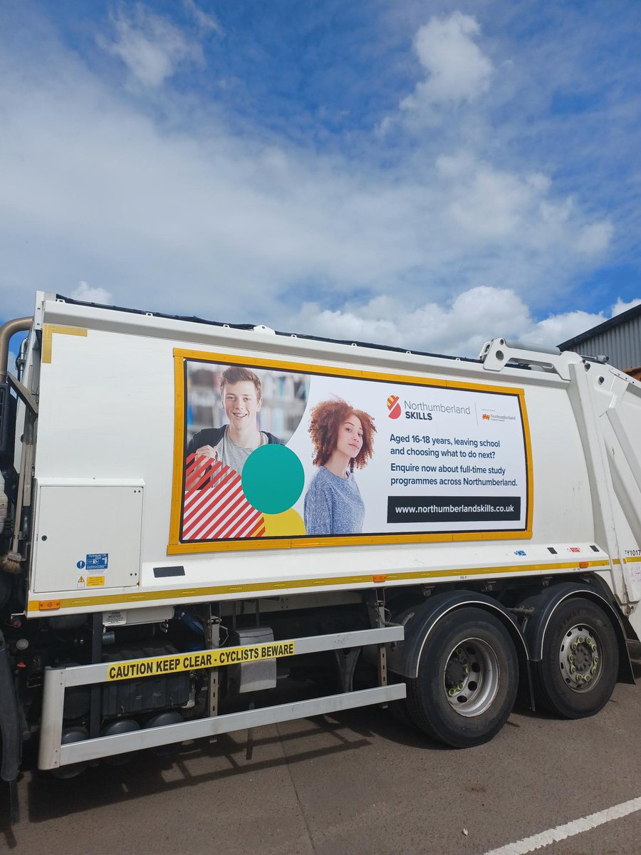 NlandSkills's tweet photo. Look out for our new ads on the side of refuse trucks across the county!
Upskill, reskill or discover a new skill with Northumberland Skills.
https://t.co/YqJmBGNG5b
#Northumberland #AdultLearning #SchoolLeavers #PartTimeCourses #FullTimeCourses #LearnDiscoverGrow https://t.co/Yx5H1CZaDg