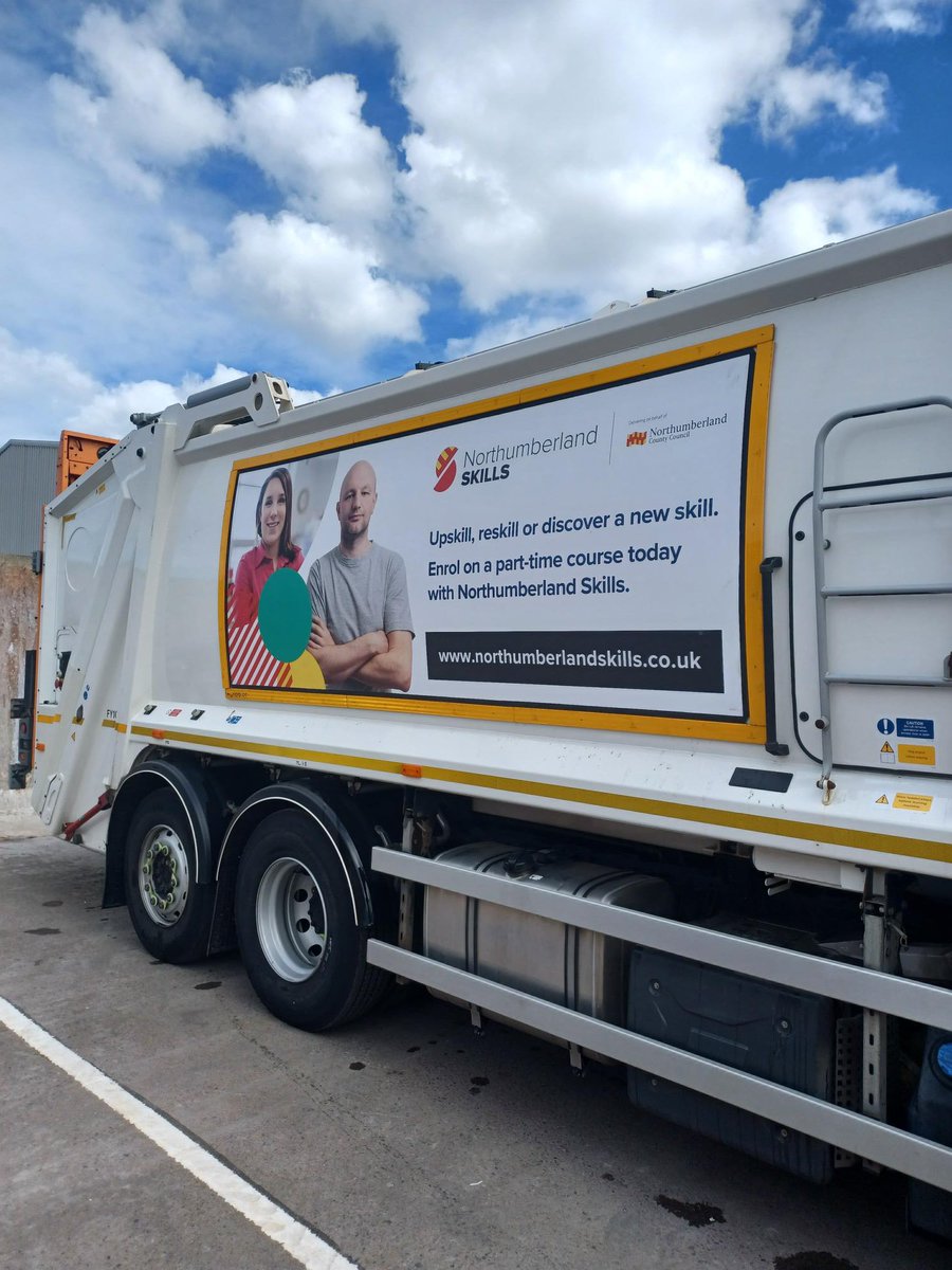 Look out for our new ads on the side of refuse trucks across the county! 

Upskill, reskill or discover a new skill with Northumberland Skills.

northumberlandskills.co.uk 
#Northumberland #AdultLearning #SchoolLeavers #PartTimeCourses #FullTimeCourses #LearnDiscoverGrow