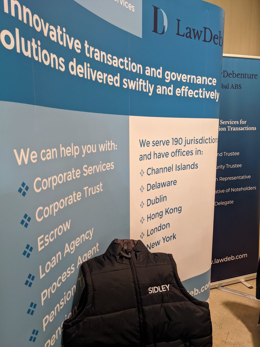 suzywalls's tweet photo. As busy as ever for @law_debenture day 2 at #GlobalABS, with thanks to @SidleyLaw - they knew our CEO loves a gilet! Stand A35, come visit us @AnneHills18 @emcawh Get things done with LawDeb https://t.co/jaYjL5EI0u