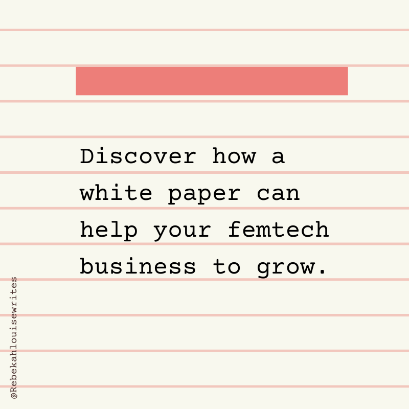 RebekahBe4's tweet photo. #Whitepapers can be key to the success of your products. Not sure if you need one? This week's newsletter is going to help you decide. Don't miss out, sign up below... 

👉🏽  https://t.co/spJm0DoMHK

#femtech #healthwriter #womenshealth https://t.co/3jOPG5VYf5